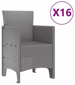 vidaXL Σέτ φαγητού για κήπο 17 pcs Ανοιχτό γκρι Rattan Polt