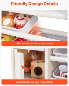 VEVOR  4-Tier Kids Toy Storage with Bookshelf with 10 Movable Plastic Bins