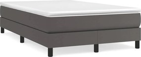 vidaXL Κρεβάτι Boxspring με Στρώμα Γκρι 120x190εκ. από Συνθετικό Δέρμα