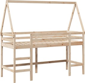 vidaXL Υπερυψ. Κρεβάτι 90x190 εκ. Μασίφ Πεύκο με Σκάλα / Οροφή