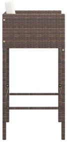 vidaXL Σκαμπό Μπαρ 2 τεμ. Καφέ από Συνθετικό Ρατάν με Μαξιλάρια