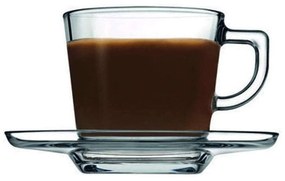 Φλυτζάνι Cappuccino Με Πιατάκι Carre SP95307G6 215ml Clear Espiel Glass