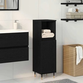 vidaXL Ντουλάπι Μπάνιου Μαύρη Οξυά 30 x 30 x 100 εκ Επεξεργασμένο ξύλο