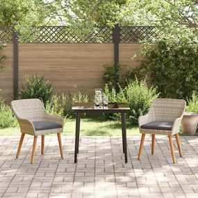 vidaXL Σετ τραπεζαρίας 3 pcs Ανοιχτό γκρι Πολυ ράταν