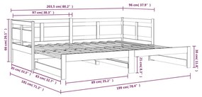 Καναπές Κρεβάτι Συρόμενος Λευκός 2x(90x200) εκ. από Μασίφ Πεύκο - Λευκό