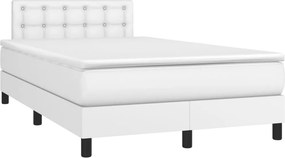 vidaXL Κρεβάτι Boxspring με Στρώμα Λευκό 120x190εκ.από Συνθετικό Δέρμα