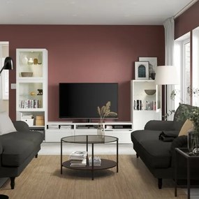 BESTÅ σύνθεση αποθήκευσης TV/γυάλινες πόρτες/συρτάρια με μαλακό κλείσιμο, 300x42x193 cm 493.307.92