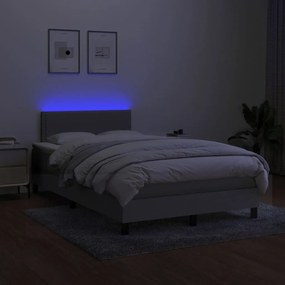 Κρεβάτι Boxspring με Στρώμα &amp; LED Αν.Γκρι 120x200 εκ Υφασμάτινο - Γκρι