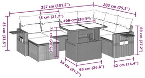 Σαλόνι Κήπου Σετ 8 τεμ. Μπεζ Συνθετικό Ρατάν με Μαξιλάρια - Μπεζ