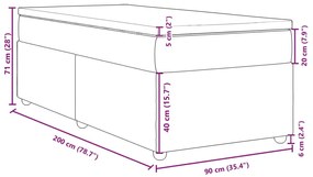 Κρεβάτι Boxspring με Στρώμα Σκούρο Καφέ 90x200 εκ. Υφασμάτινο - Καφέ