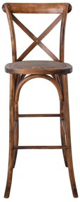 Σκαμπώ Bar DESTINY Καρυδί/Κάθισμα Rattan 45x48x110cm