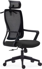 BF3850 Πολυθρόνα Γραφείου Διευθυντή, Mesh Μαύρο, Ύφασμα Μαύρο   1τμχ