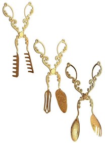 Λαβίδες Σερβιρίσματος (Σετ 3Τμχ) 283PLN2802 22cm Gold Hermia Μέταλλο