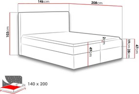 Επενδυμένο κρεβάτι Cosmo-Prasino-140 x 200