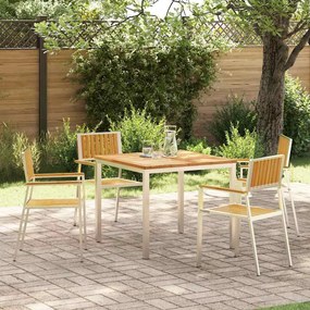 vidaXL Σέτ φαγητού για κήπο 5 pcs Καφέ Μασίφ ξύλο teak
