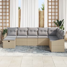 vidaXL Σετ Καναπέ 8 Τεμαχίων Με Μαξιλάρια Μπεζ Ρατάν
