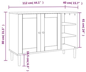 Μπουφές SENJA Καφέ / Ρατάν 112 x 40 x 80 εκ. Μασίφ Ξύλο Πεύκου - Καφέ