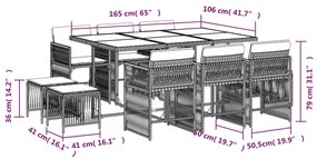 vidaXL Σετ Τραπεζαρίας Κήπου 11 τεμ. Μπεζ Συνθετικό Ρατάν με Μαξιλάρια