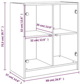 ΒΟΗΘΗΤΙΚΟ ΝΤΟΥΛΑΠΙ ΓΚΡΙ ΣΚΥΡΟΔ. 68X37X75,5 ΕΚ. ΓΥΑΛΙΝΕΣ ΠΟΡΤΕΣ 836423