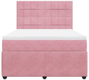 vidaXL Κρεβάτι Boxspring με Στρώμα Ροζ 160x200 εκ. Βελούδινο