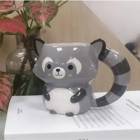 Stewehome Κούπα καφέ από κεραμικό 3D ρακούν Λευκό