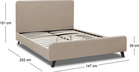 Κρεβάτι Ovelia Megapap υφασμάτινο χρώμα μπεζ 140x190εκ.