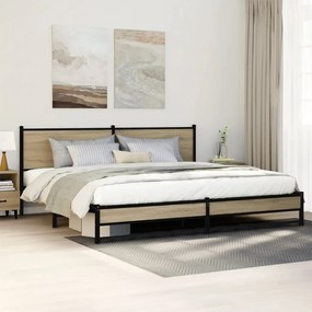 vidaXL Σκελετός Κρεβ. Χωρίς Στρώμα Sonoma Δρυς 200x200 εκ. Μεταλλικό