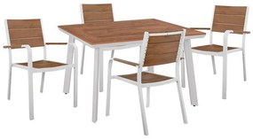 Set 5 pieces Table &amp; Armchairs Aluminum Polywood White Color