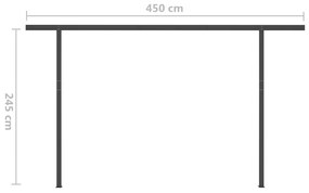 Τέντα Συρόμενη Αυτόματη με Στύλους Ανθρακί 4,5x3,5 μ. - Ανθρακί