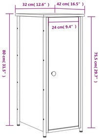 Κομοδίνο Sonoma Δρυς 32 x 42 x 80 εκ. από Επεξεργασμένο Ξύλο - Καφέ