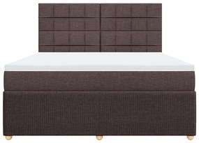 Κρεβάτι Boxspring με Στρώμα Σκούρο Καφέ 180x200 εκ Υφασμάτινο - Καφέ