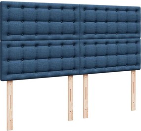 vidaXL Κρεβάτι Boxspring με Στρώμα Μπλε 200x200 εκ. Υφασμάτινο