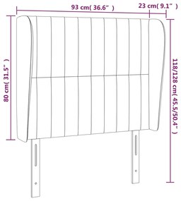 Κεφαλάρι με Πτερύγια Σκούρο Γκρι 93 x 23 x 118/128εκ.Βελούδινο 3118231