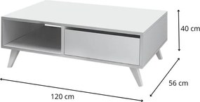 Τραπεζάκι σαλονιού Aster Megapap χρώμα λευκό 120x56x40εκ.