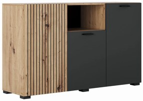 Μπουφές DENVER με 3 ντουλάπια Artizan Oak/Ανθρακί 135x42x83cm