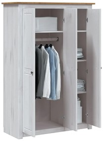 vidaXL Ντουλάπα Τρίφυλλη Λευκή 118x50x171,5εκ Ξύλο Πεύκου Σειρά Panama