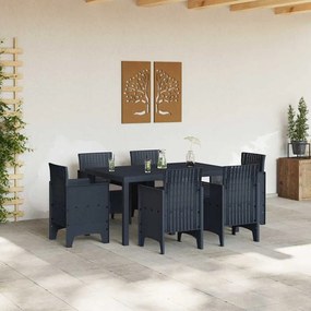 vidaXL Σέτ φαγητού για κήπο 7 pcs Ανθρακί Rattan Polt