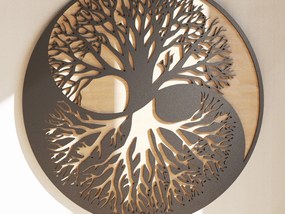 Σετ των 2 Intra απο ξύλο plywood 3mm-4mm πάχος – Γιν Γιανγκ Δέντρο της Ζωής Δίασταση 20x20 cm INTRAFABR-26976278