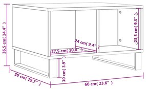 Τραπεζάκι Σαλονιού Γυαλ. Λευκό 60x50x36,5 εκ. Επεξεργ. Ξύλο - Λευκό