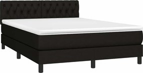 vidaXL Κρεβάτι Boxspring με Στρώμα &amp; LED Μαύρο 140x200 εκ. Υφασμάτινο