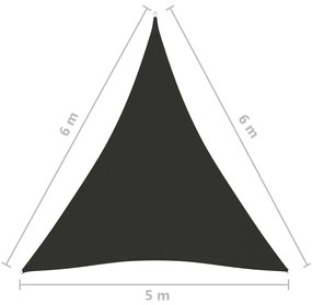 Πανί Σκίασης Τρίγωνο Ανθρακί 5 x 6 x 6 μ. από Ύφασμα Oxford - Ανθρακί