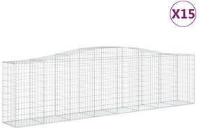 vidaXL Συρματοκιβώτια Τοξωτά 15 τεμ. 400x50x100/120 εκ. Γαλβαν. Ατσάλι