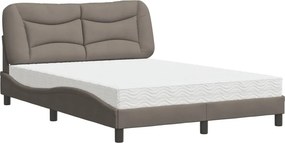 vidaXL Κρεβάτι με Στρώμα Hvar Taupe 140x200 εκ. Υφασμάτινο