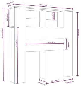 vidaXL Κεφαλάρι Με Αποθηκευτικό Χώρο Καπνιστή Δρυς 100x18,5x104,5 εκ.