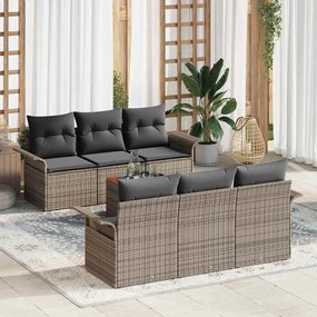 vidaXL Σετ Καναπέ Κήπου με μαξιλάρι 7 pcs Γκρι 55 x 55 x 37 εκ