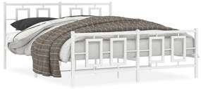 Πλαίσιο Κρεβατιού με Κεφαλάρι&amp;Ποδαρικό Λευκό 160x200εκ. Μέταλλο