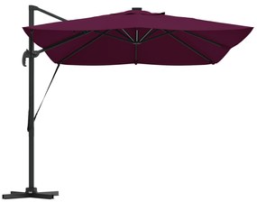 vidaXL Cantilever Roma Parasol με LEDs Μπορντώ 352x251x265 εκ. Αλουμίνιο