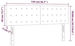 Κεφαλάρι Κρεβατιού LED Γκρι 144x5x78/88 εκ. από Συνθετικό Δέρμα - Γκρι