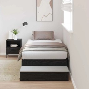 vidaXL Κρεβάτι Αποθήκης Μαύρο Δρυς 75x190 cm