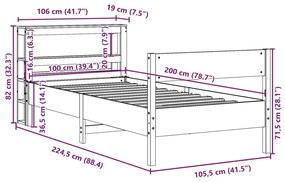 Σκελετός Κρεβατιού Χωρίς Στρώμα Λευκό 100x200 εκ. Μασίφ Πεύκο - Λευκό